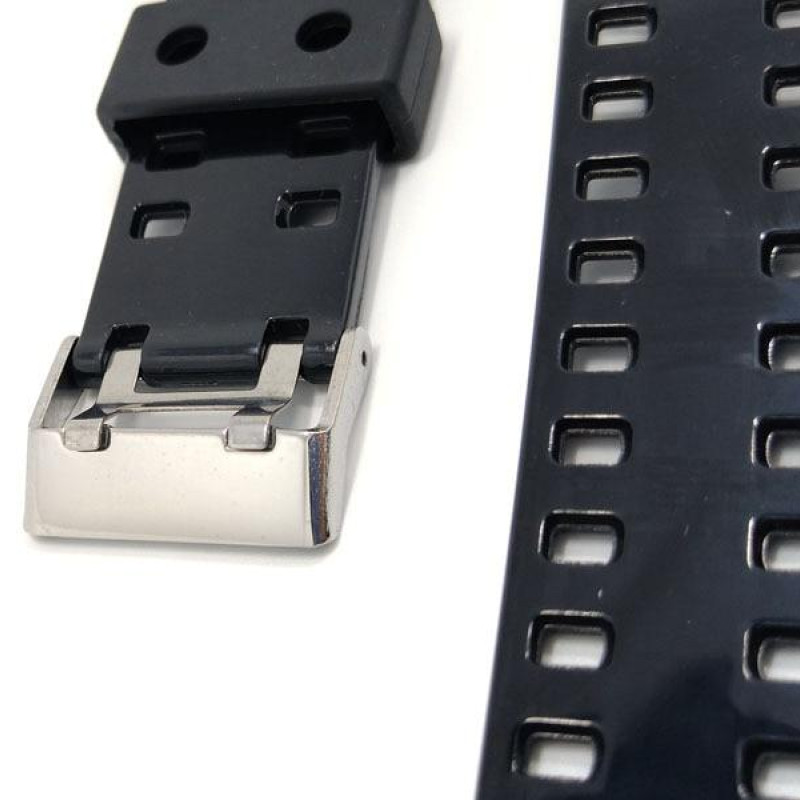 Ремінець для годинника Casio GA-100 / GD-120 / G-8900 / GA-150 / GA-200 / GLS-100 / GW-8900 Чорний глянсовий