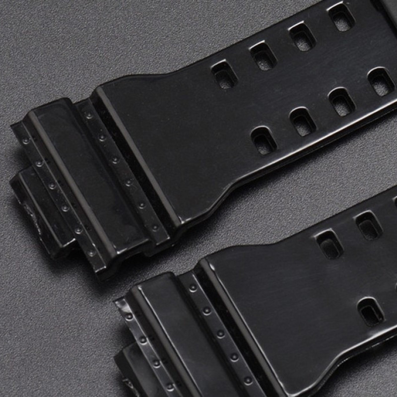 Ремінець для годинника Casio GA-100 / GD-120 / G-8900 / GA-150 / GA-200 / GLS-100 / GW-8900 Чорний глянсовий