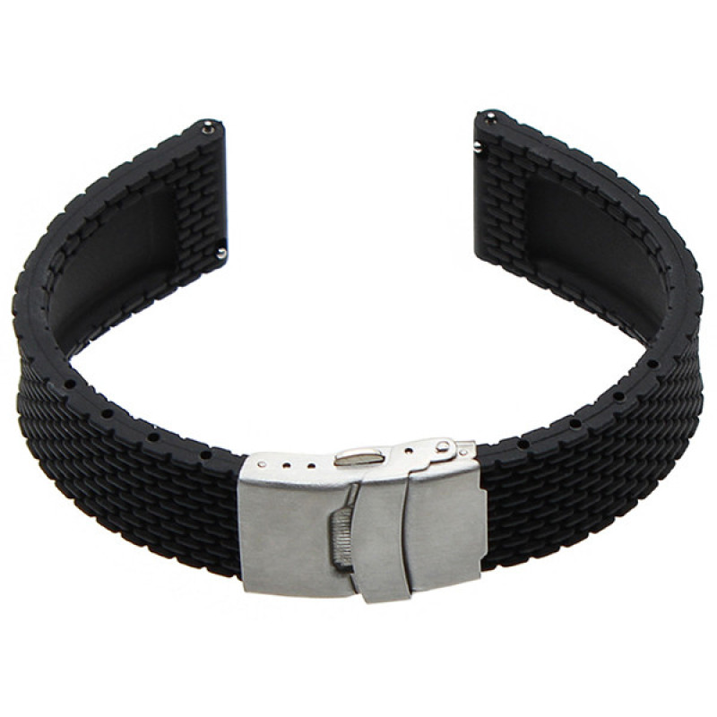 СИЛІКОНОВИЙ М'ЯКИЙ ЗМІННИЙ РЕМІНЕЦЬ ДЛЯ ГОДИННИК, З СИСТЕМОЮ ШВИДКОЙ ЗАМІНИ, ЗАСТІЖКА З НЕРЖАВЕЮЧОЇ СТАЛІ, 24 ММ