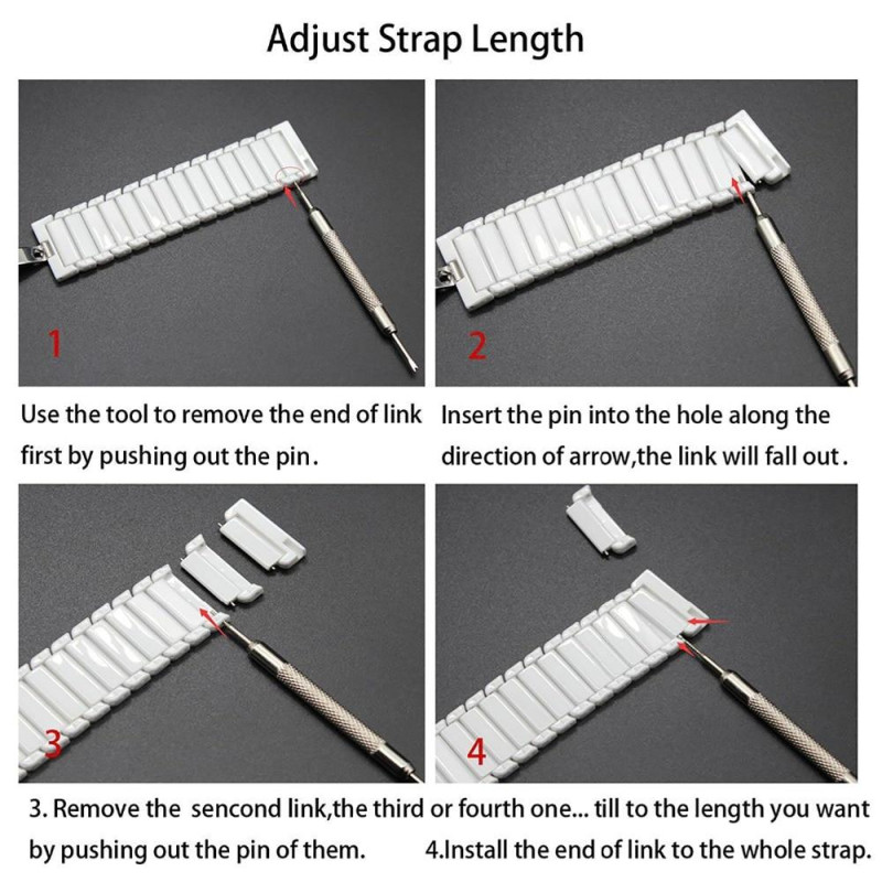 Браслет для годинника керамічний, глянцевий 20 мм.