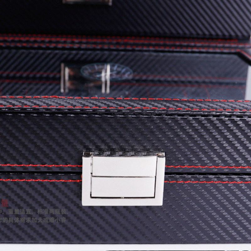 Коробка для годинника з вуглецевого волокна на десять відділів. Великий бокс для годинника. Чорний