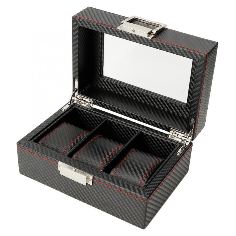 Скринька для годинника з вуглецевого волокна на 3 відділення