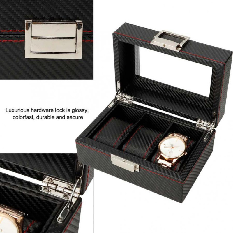 Скринька для годинника з вуглецевого волокна на 3 відділення