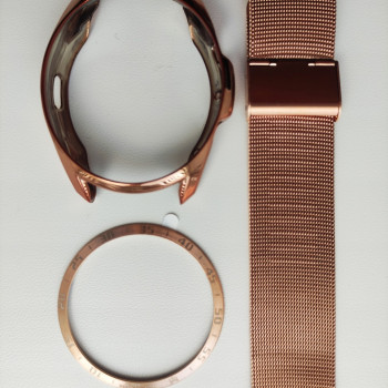 Samsung Galaxy Watch 3 41 / 45mm, Захисний Безель. Чохол. Ремінець. Рожеве золото