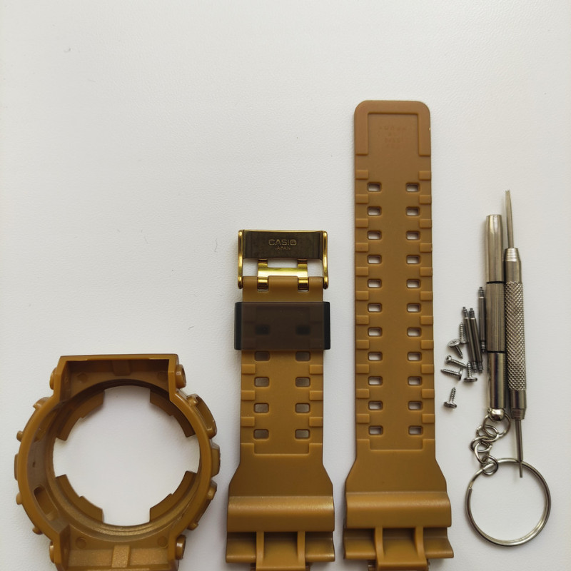 Casio ремінець + безель (рант) для G-SHOCK GA-100 / GA-110 / GA-120 / GD-100 / GD-100 / GD-120/ GAX-100/GLS-100 Матовий Золото з