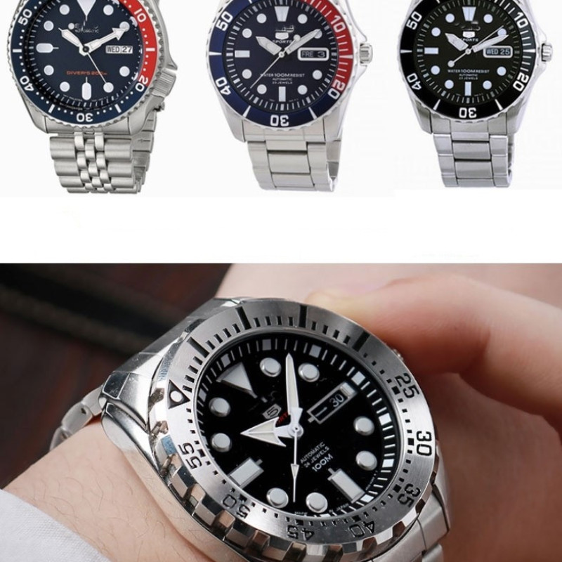 Браслет для годинника Seiko SKX007 / 009 / 173 / 175 / SRPD63K1 з нержавіючої сталі 22 мм, кріплення півмісяць