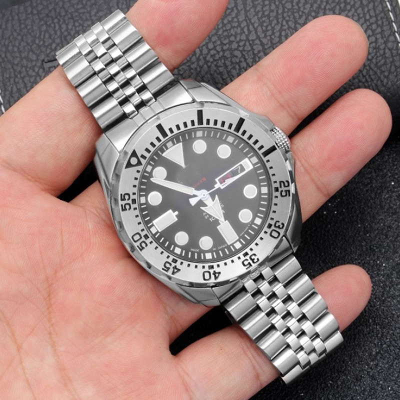Браслет для годинника Seiko SKX007 / 009 / 173 / 175 / SRPD63K1 з нержавіючої сталі 22 мм, кріплення півмісяць