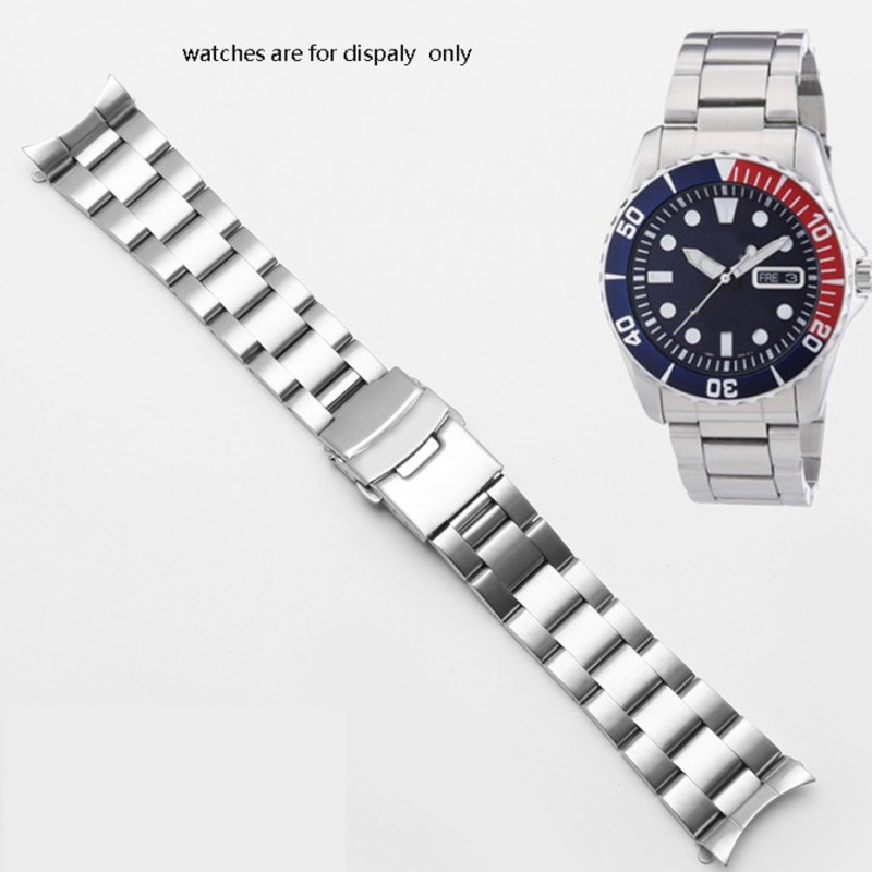 Браслет для годинника Seiko SKX007 / 009 / 173 / 175 / SRPD63K1 з нержавіючої сталі 22 мм, кріплення півмісяць Серебристый 1