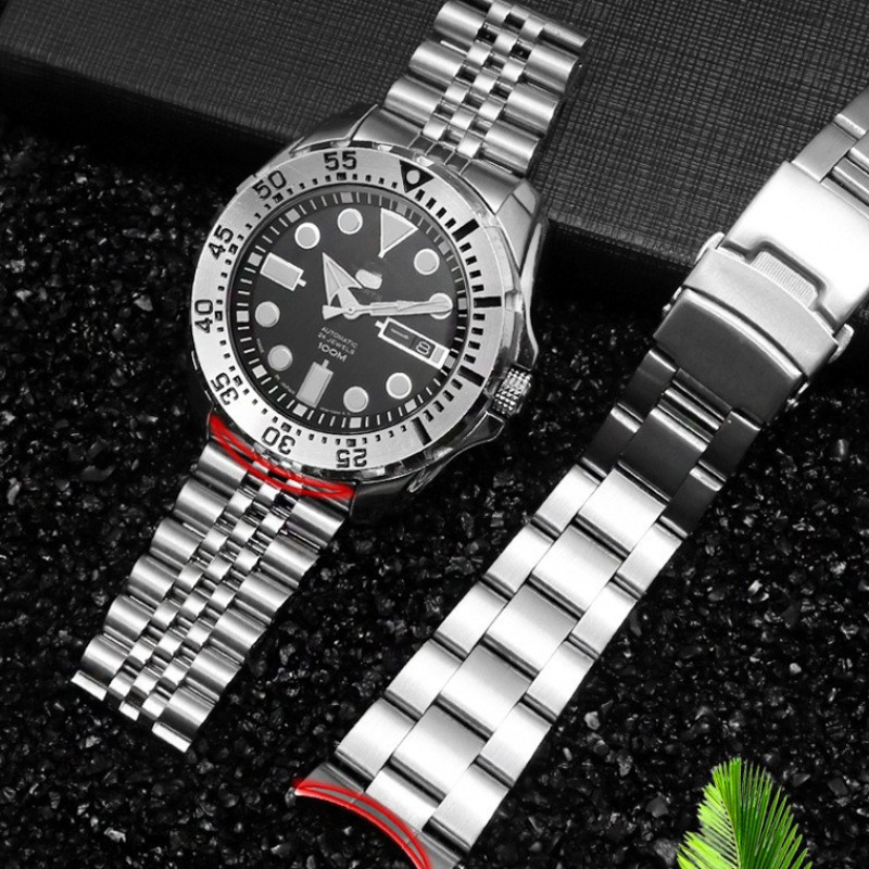 Браслет для годинника Seiko SKX007 / 009 / 173 / 175 / SRPD63K1 з нержавіючої сталі 22 мм, кріплення півмісяць Серебристый 2