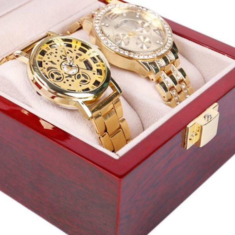 Скринька для зберігання годинників, на 2 відділення. Бокс для годинника. Червона