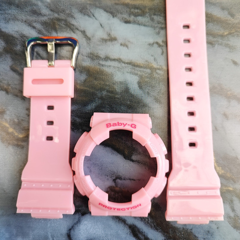 Casio ремінець + безель (рант) для годинника Casio Baby-G BA-110 / BA-111 / BA-112 Рожевий. Глянсовий