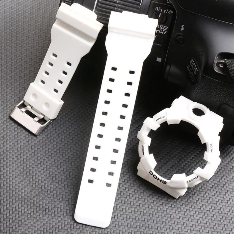 Ремінець + безель (рант) для годинника Casio G-SHOCK GA-700 / 710 / 735 Білий