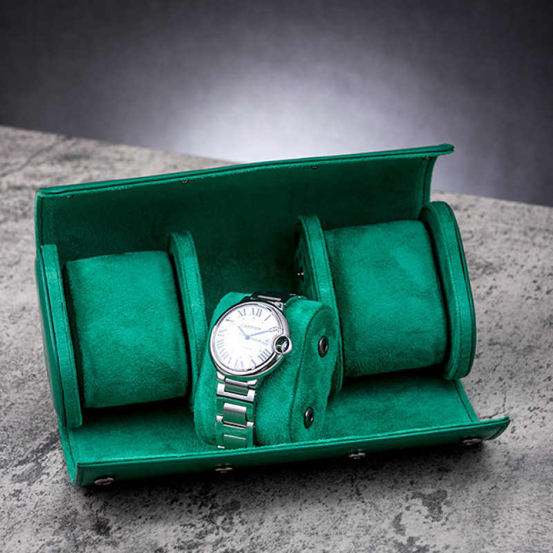 Бокс, шкатулка, футляр для годин на 3 відділення. Зелений