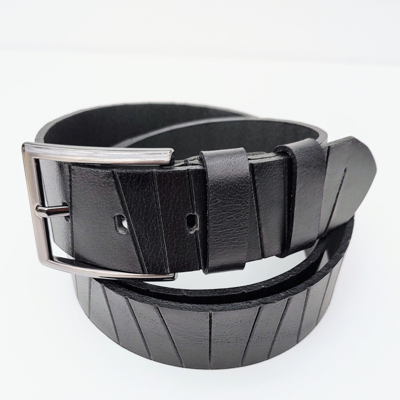 Чоловічий ремінь з натуральної шкіри. Чорний