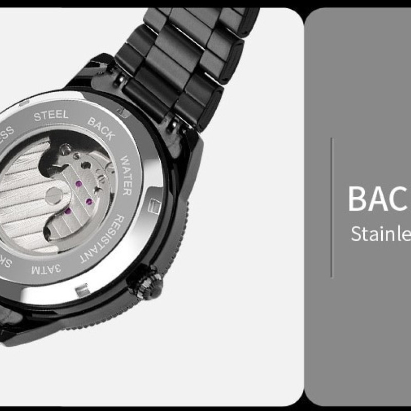 Чоловічий механічний годинник скелетон Skmei 9205. Чорні