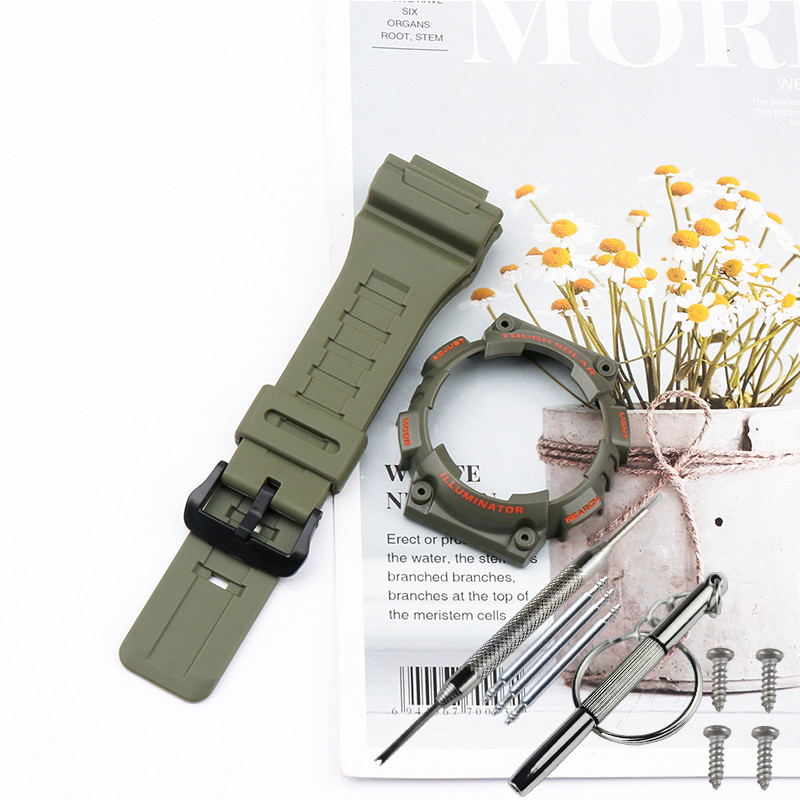 Ремінець + безель (рант) для годинника Casio AQ-S810W / AQS810WC Зелений