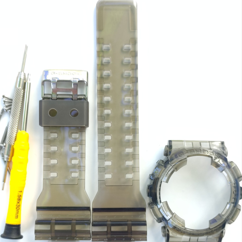 Casio ремінець + безель (рант) для G-SHOCK GA-100 / GA-110 / GA-120 / GD-100 / GD-100 / GD-120/ GAX-100/GLS-100 Матовий Прозорий.