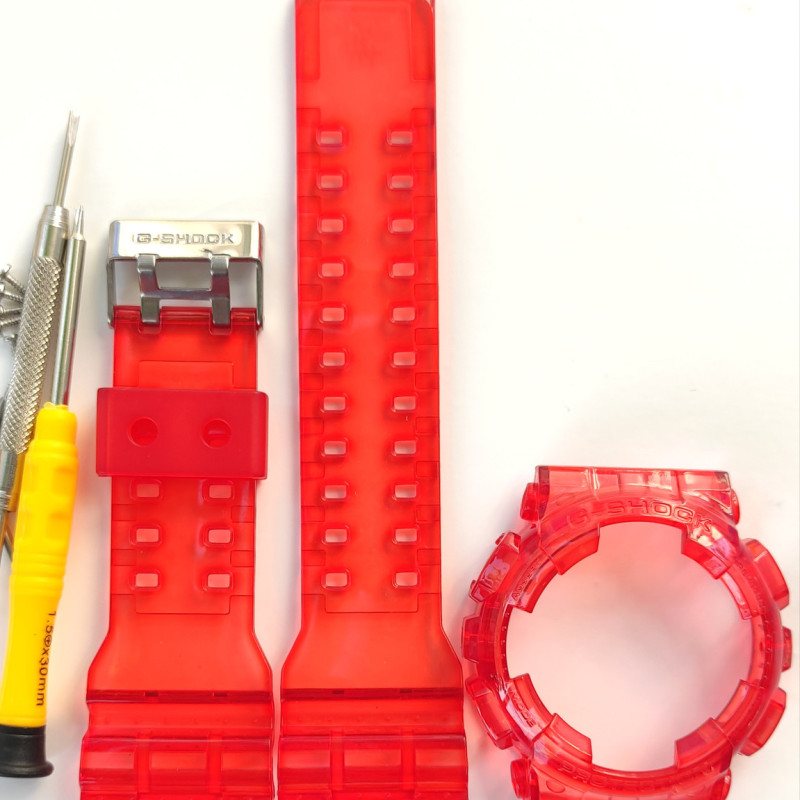 Casio ремінець + безель (рант) для G-SHOCK GA-100 / GA-110 / GA-120 / GD-100 / GD-100 / GD-120/ GAX-100/GLS-100 Матовий Прозорий.