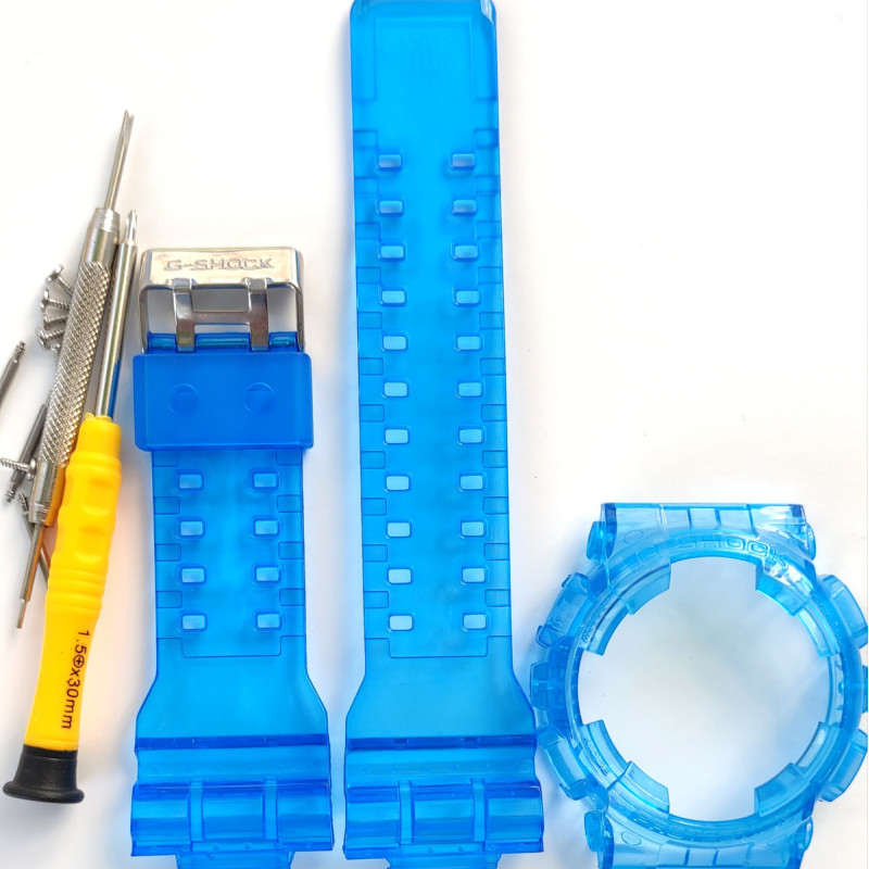 Casio ремінець + безель (рант) для G-SHOCK GA-100 / GA-110 / GA-120 / GD-100 / GD-100 / GD-120/ GAX-100/GLS-100 Матовий Прозорий.