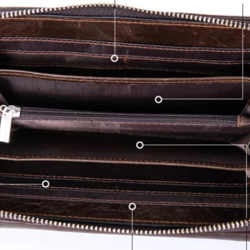 Багатофункціональний чоловічий клатч-гаманець з натуральної шкіри з вбудованою кишенею та відділенням для паспорта