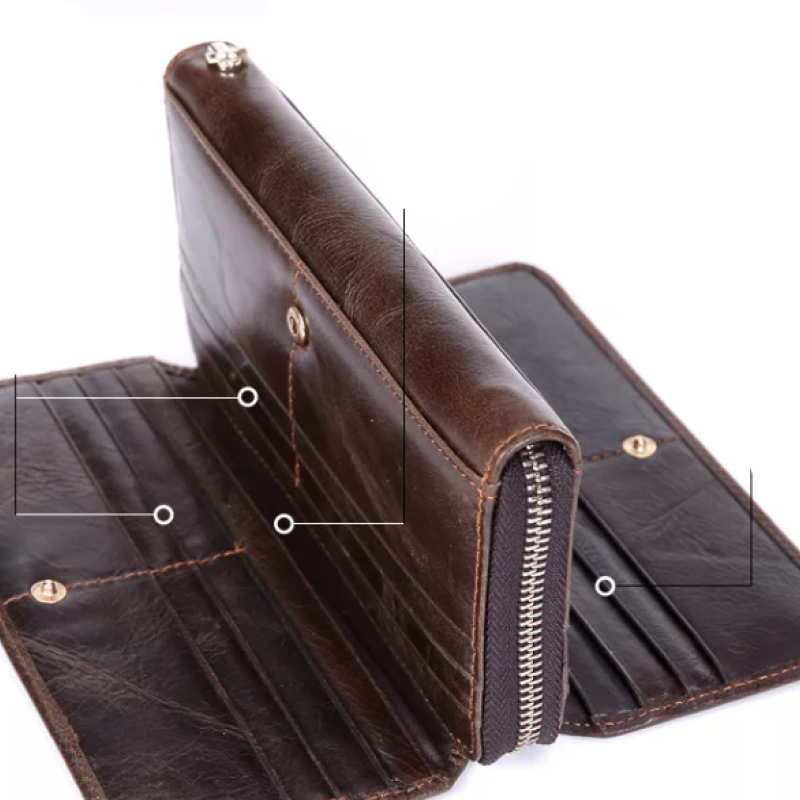 Багатофункціональний чоловічий клатч-гаманець з натуральної шкіри з вбудованою кишенею та відділенням для паспорта