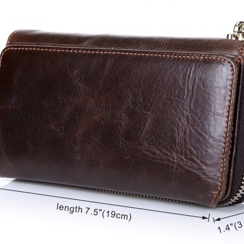 Багатофункціональний чоловічий клатч-гаманець з натуральної шкіри з вбудованою кишенею та відділенням для паспорта