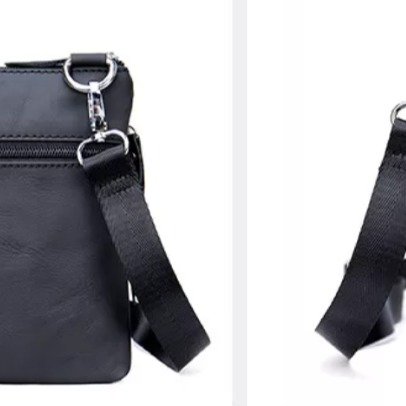 Маленька чоловіча шкіряна сумка через плече. Чорна