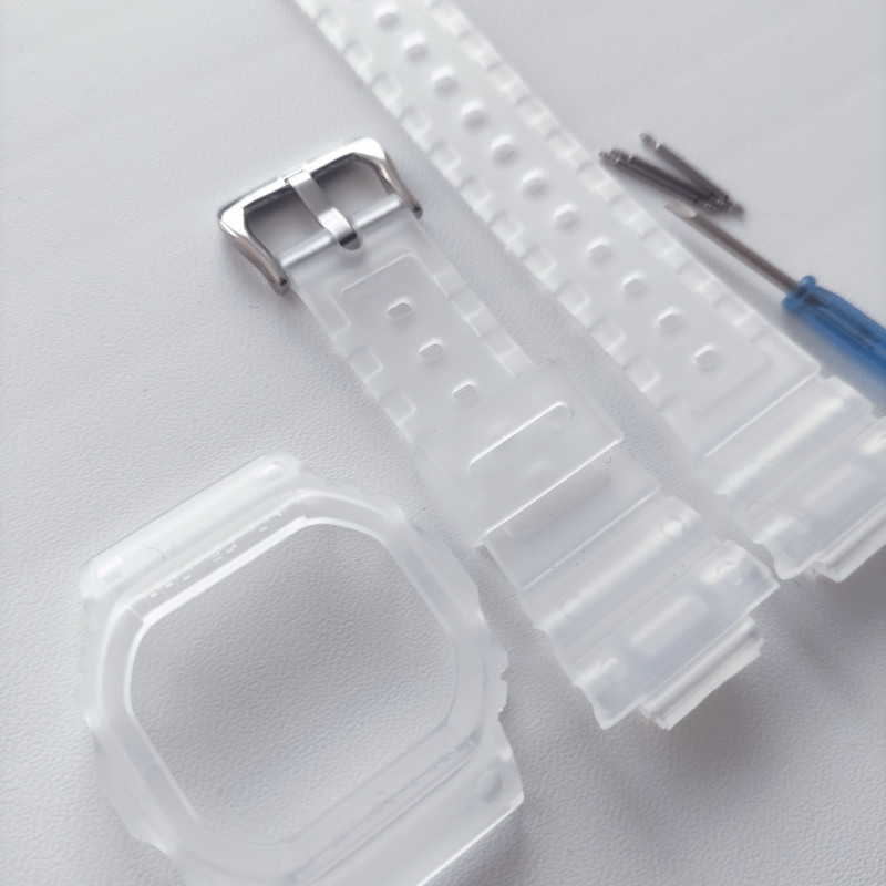 Комплект корпус ( рант) + ремінець, для Casio G-SHOCK DW-5610/GW-M5610/GLX-5600/G-5600E/GW-M5630 та ін. Прозорий