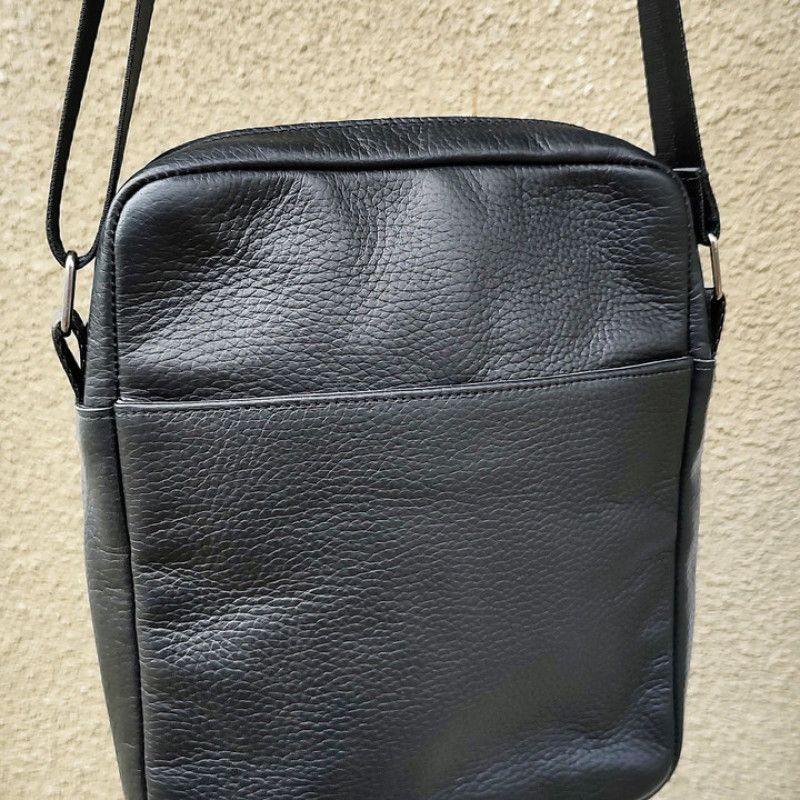 Чоловіча сумка із натуральної шкіри. Чорна