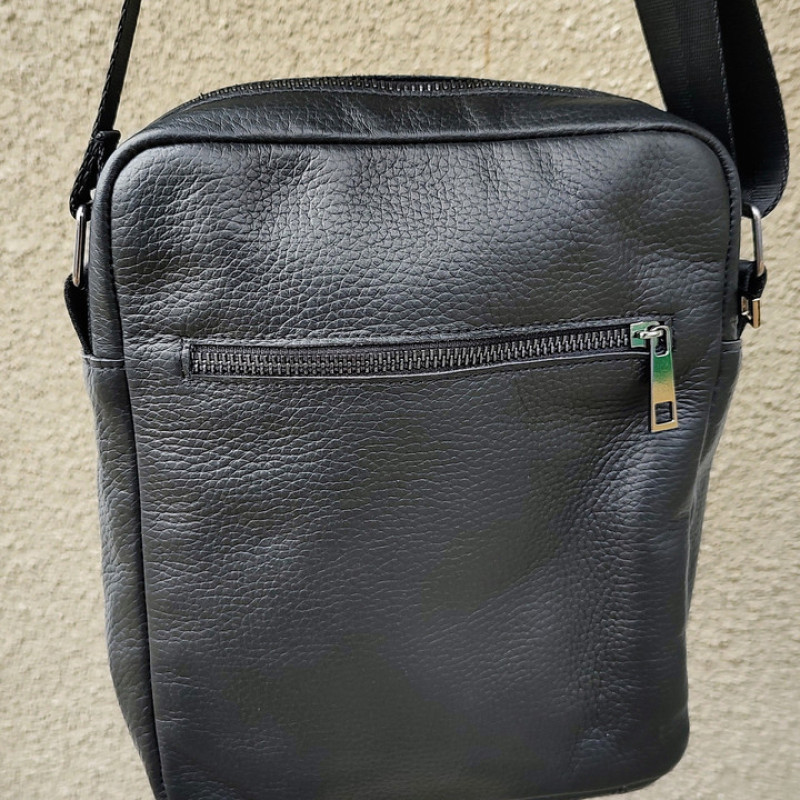 Чоловіча сумка із натуральної шкіри. Чорна