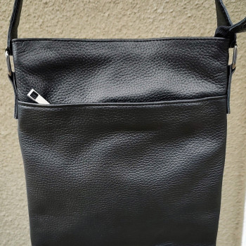 Чоловіча сумка із натуральної шкіри. Чорна