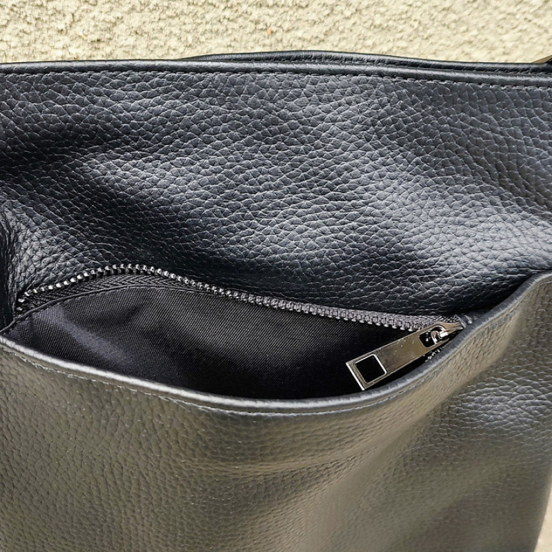 Чоловіча сумка із натуральної шкіри. Чорна