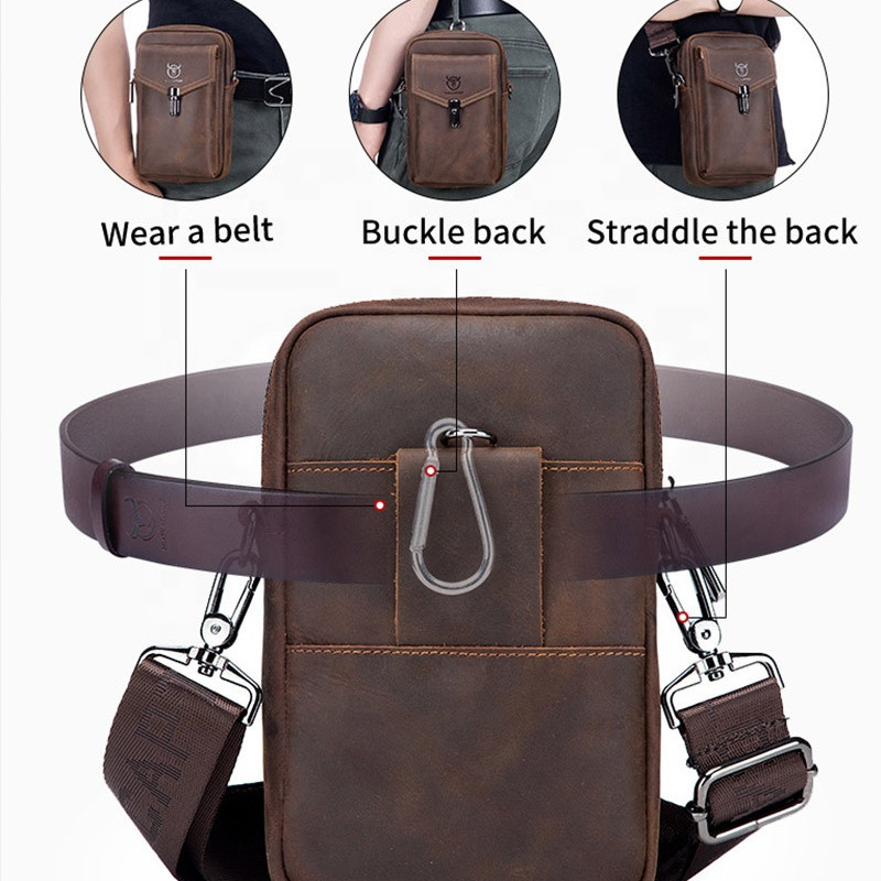 Чоловіча сумка з натуральної шкіри CRAZY HORSE крейзі хорс, месенджер для телефону, сумка на ремінь, на плече