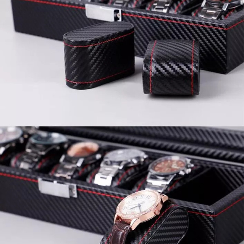 Скринька для годинників на 6 відділеннь, карбон