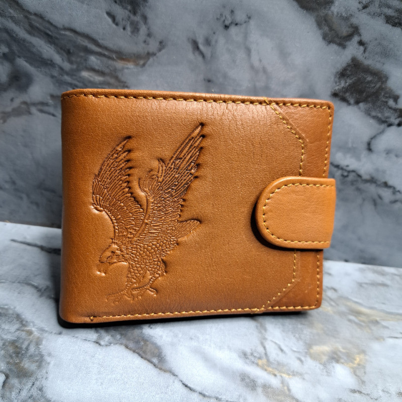 Чоловічий вертикальний гаманець із натуральної шкіри із Rfid-захистом з тисненням