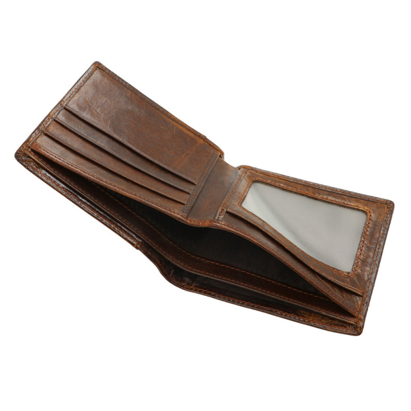Чоловічий вертикальний гаманець із натуральної шкіри із Rfid-захистом з тисненням