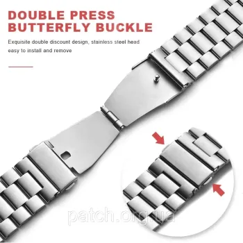 Литий браслет із неіржавкої сталі для Apple Watch 38 / 40 / 42 / 44 / 45 мм Срібло