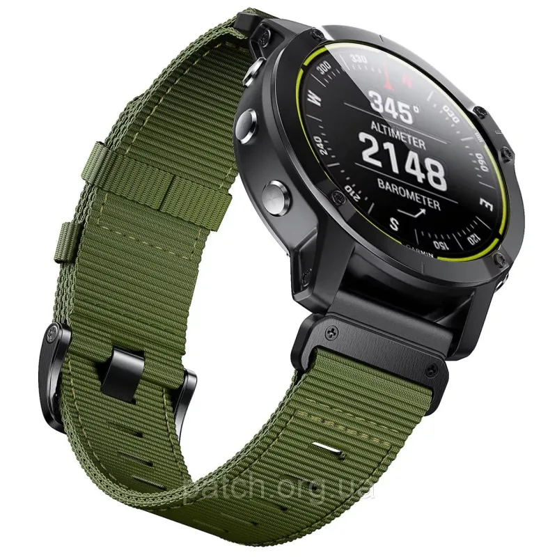 Тканинний ремінець для Garmin Fenix 7X / Enduro / 6X / 5X / Tactix / 3 HR / QUICK FIT 26 MM Зелений