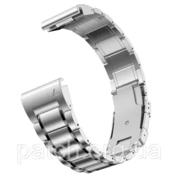 Титановий браслет для Garmin Fenix 7X/Enduro/6X/6X Pro/6X Pro/5X/5X Plus/3 HR/Quick Fit/26 мм Срібло з чорною смугою
