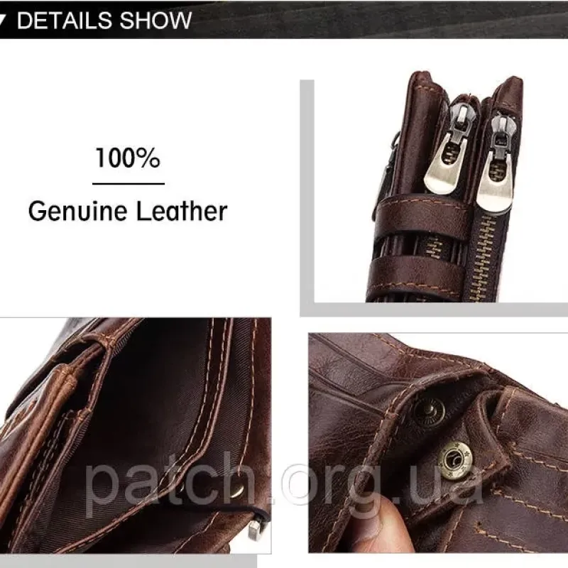 Чоловічий шкіряний гаманець із натуральної шкіри (Волов'я шкіра) з Rfid-захистом. Портмоне зі шкіри Зелений