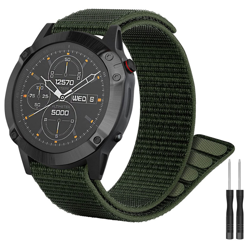 Тканевий ремінець для Garmin Fenix 7 / 6-6 Pro / 6 Supphire / Fenix 5-5 Plus / Foreruner 945 / MARQ / 22 мм Зелений