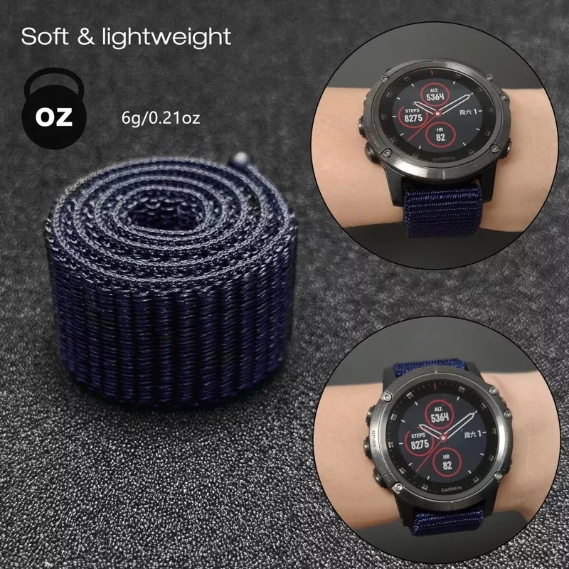 Тканевий ремінець для Garmin Fenix 7S / 6-6S Pro /  / Fenix 5S Plus / Forerunner 245 / Venu 2 / 20 мм Синій