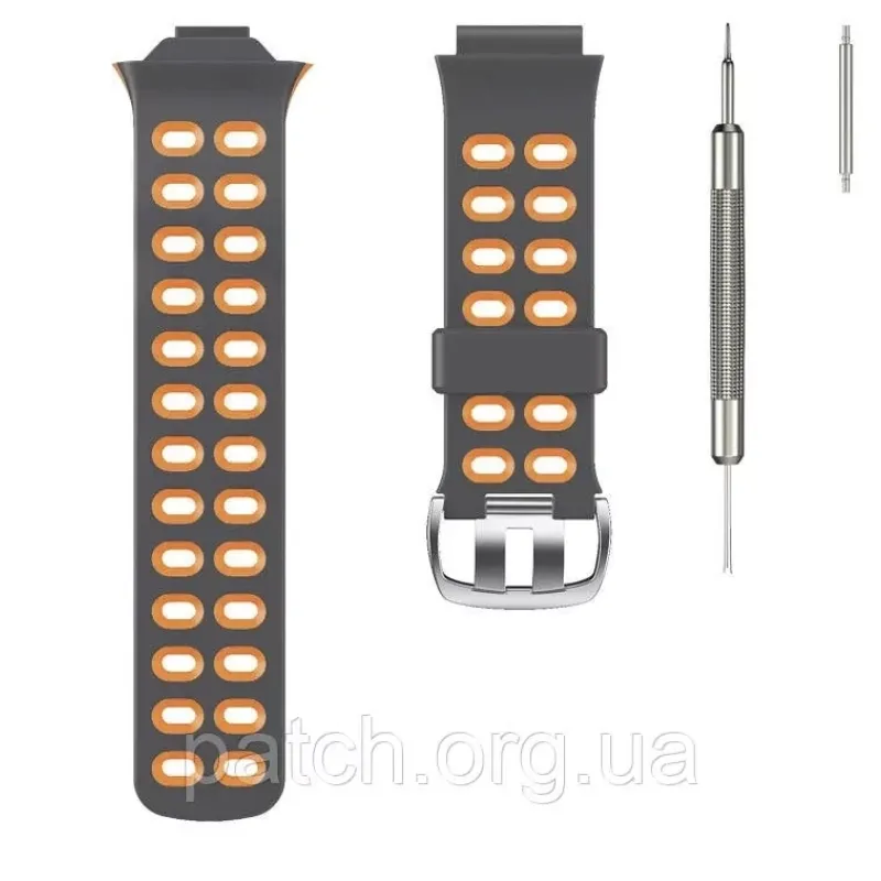 Змінний силіконовий ремінець для годинника Garmin Frorerunner 310XT Сіро-жовтогарячий