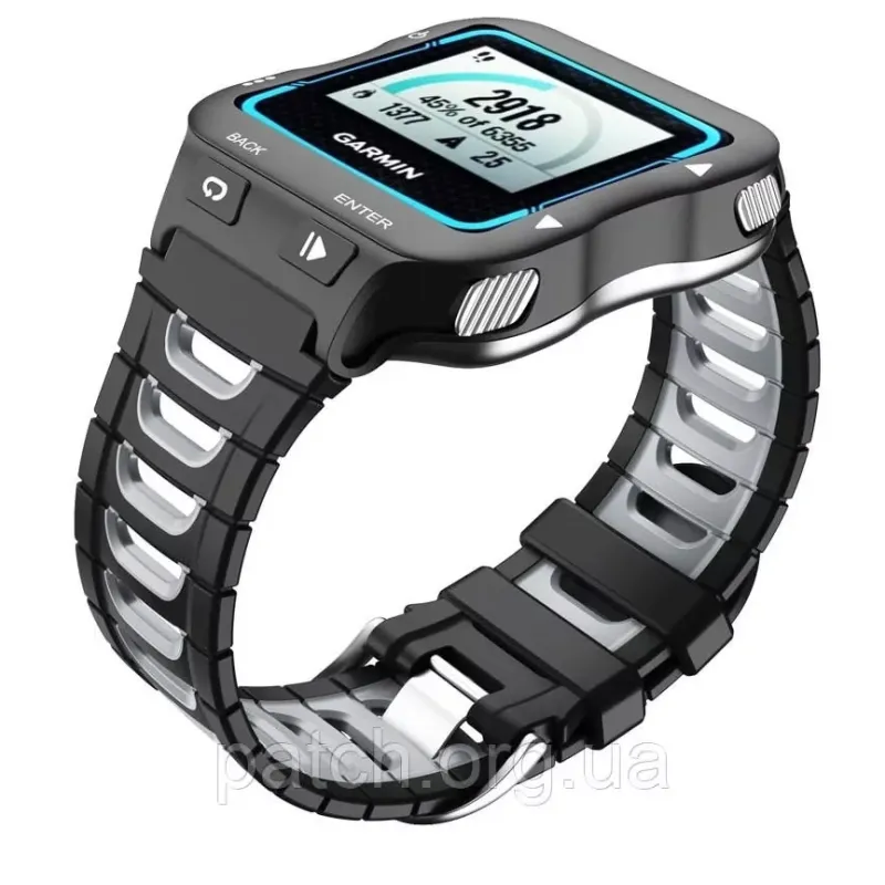 Змінний силіконовий ремінець для годинника Garmin Frorerunner 920XT Чорний із сірим