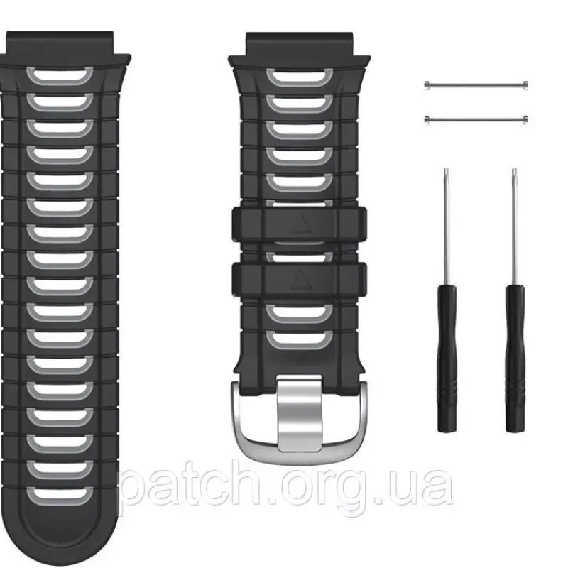 Змінний силіконовий ремінець для годинника Garmin Frorerunner 920XT Чорний із сірим