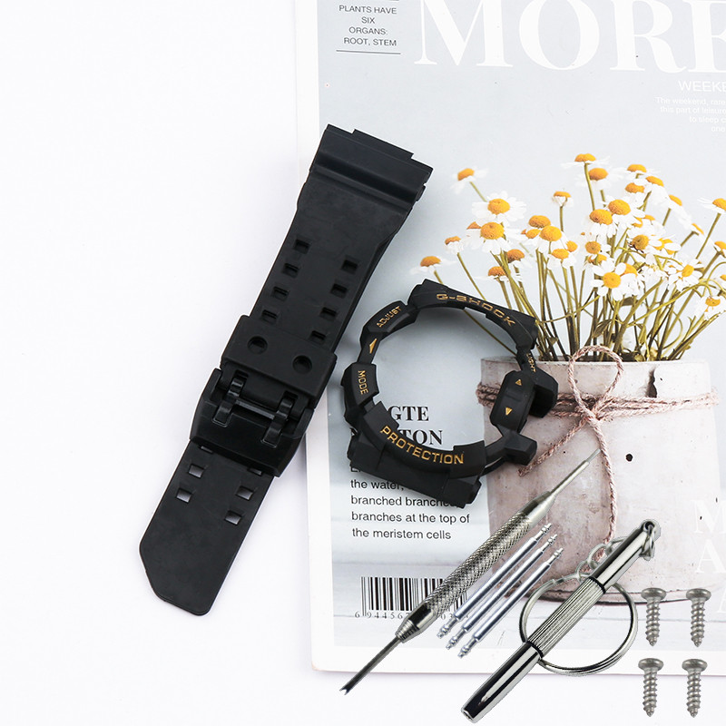 Casio ремінець + безель (рант) для G-SHOCK GA-400 / GBA-400 Матовий Чорний з жовтим