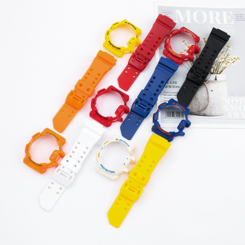 Casio ремінець + безель (рант) для G-SHOCK GA-400 / GBA-400 Матовий Чорний з жовтим