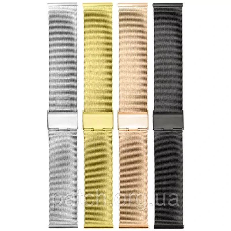 Ремінець змінний міланське плетіння (сітка) з неіржавкої сталі 22 мм Срібло