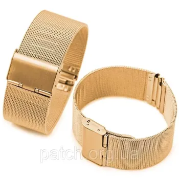 Ремінець змінний міланське плетіння (сітка) з неіржавкої сталі 22 мм Рожеве золото