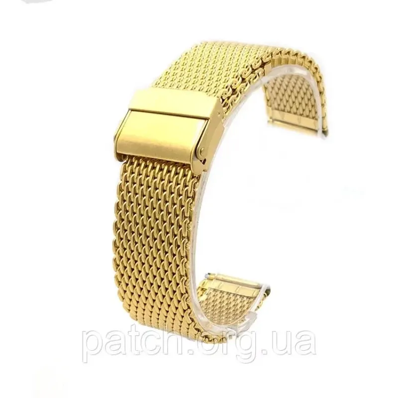 Ремінець змінний міланське плетіння (сітка, 2.5 мм) з неіржавкої сталі 22 мм Золото